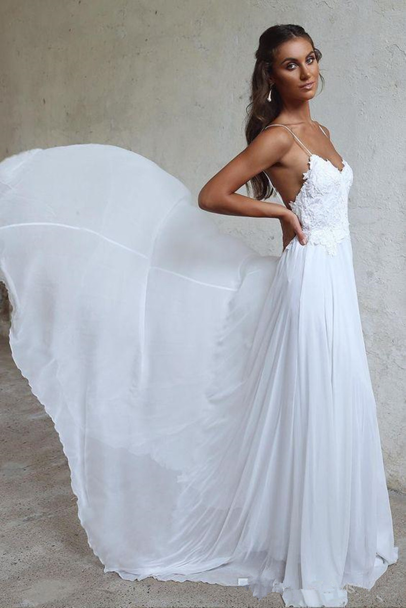 Summer Sexy 2019 Spaghetti Straps White Backless Beach Chiffon Wedding Dresses Lace New Long Bridal Gowns Custom Made Appliques Casual Best, Pink
Summer Sexy 2019 Spaghetti Straps White Backless Beach Chiffon Wedding Dresses Lace New Long Bridal Gowns Custom Made Appliques Casual Best, Pink