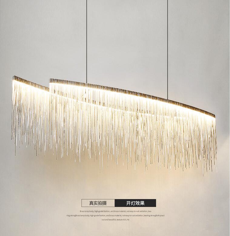 Led Modern Chandelier Lighting Tassel Design Indoor Chandelier Light Hanging Pendant Light Hotel Restaurant Home Lamps Silver or Gold Color