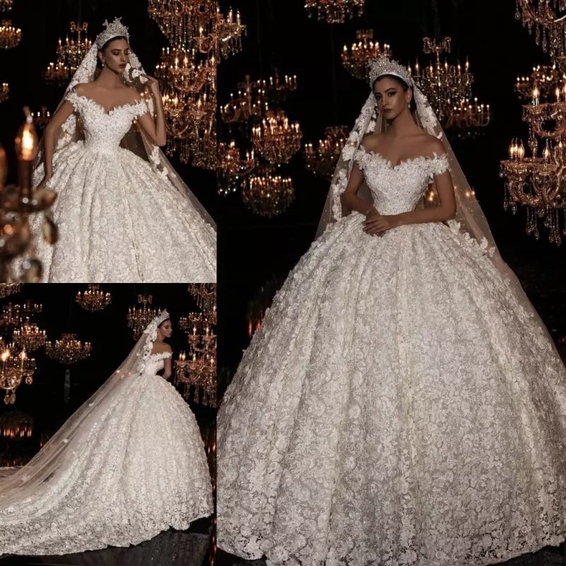 Luxury Applique Beads Ball Gown Wedding Dresses Lace Off The Shoulder Sweep Train Plus Size Bridal Gowns Puffy Vestido De Novia With Veils, Black
Luxury Applique Beads Ball Gown Wedding Dresses Lace Off The Shoulder Sweep Train Plus Size Bridal Gowns Puffy Vestido De Novia With Veils, Black