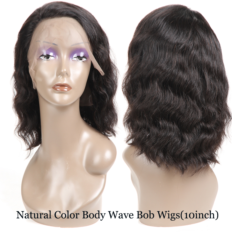 Brazilian Hair Short Bob Body Wave Wigs 8-14inch Lace Front Human Hair Wigs Pre Plucked Natural Hairline with Baby Hair