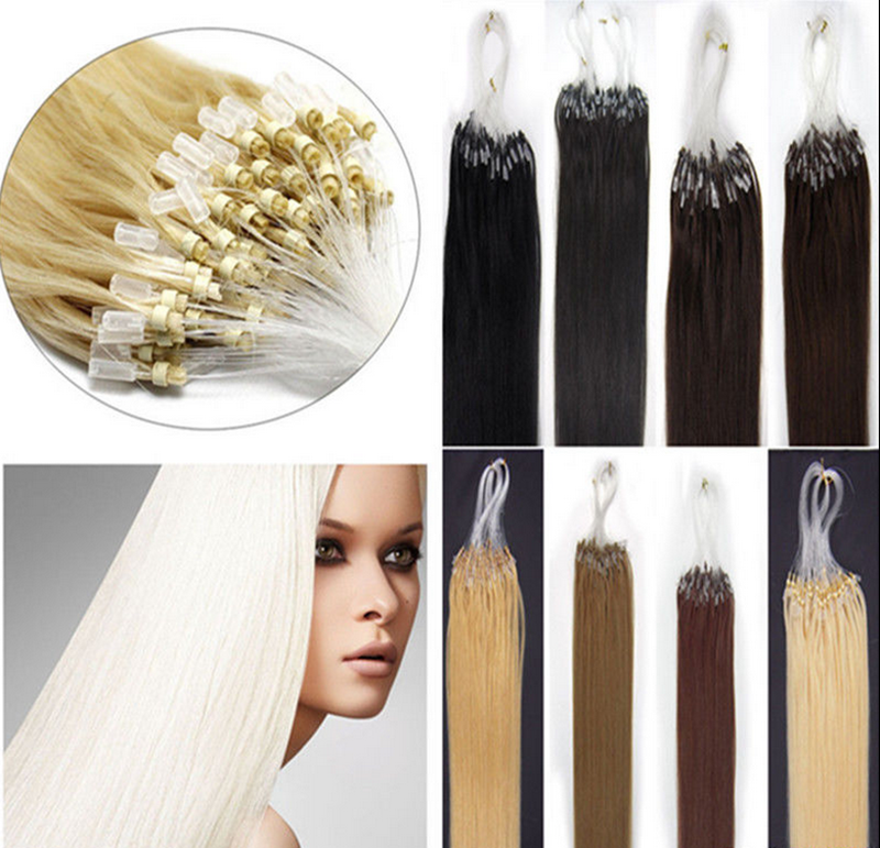 super quality 16 18 20 22 24 12427 24 1b 613 extensions indian virgin human loop micro ring hair 1g strand 100g set
