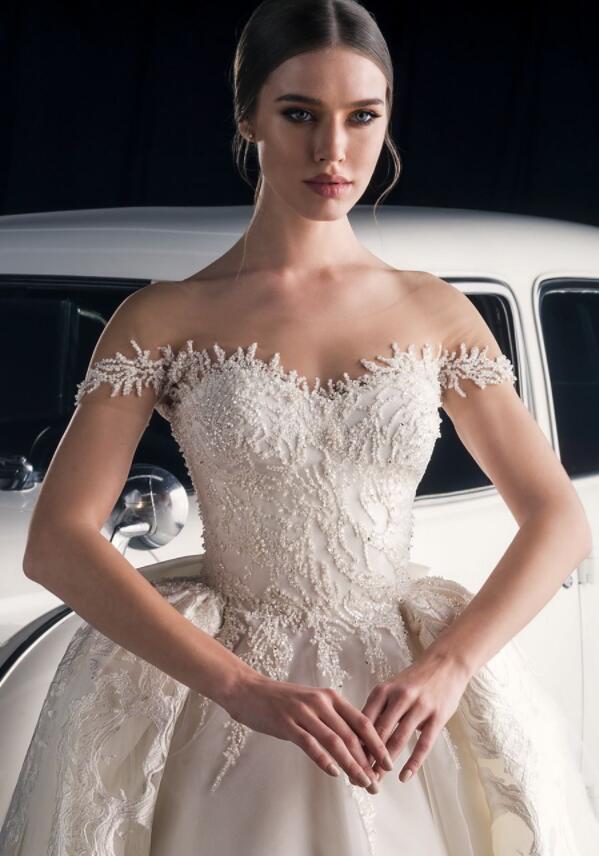 2019 Dany Mizrachi A Line Country Wedding Dresses With Detachable Skirt Beaded Pearls Applique Vintage Wedding Gowns Sweep Train robe de mar
