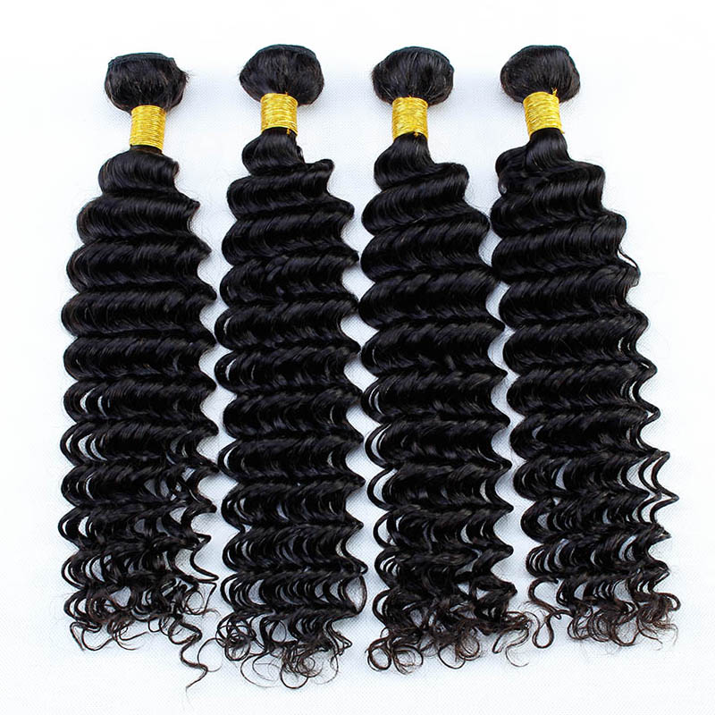 Peruvian Human Hair Bundles Deep Wave Unprocessed Weave Natural Color Hair Extensions