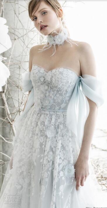 Mira Zwillinger 2018 Wedding Dress Fancy Off Shoulder Sweetheart Floral Lace Applique Bridal Gowns Custom Made
