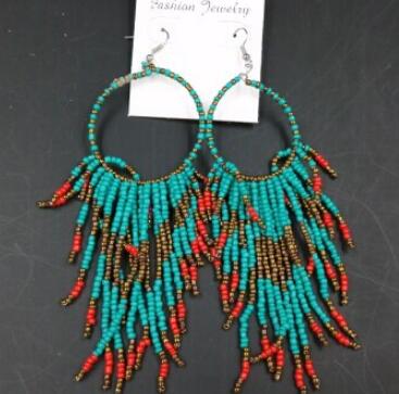 hot Exaggeration Large circle Fashion Women Multilayer Tassels Earrings 8 color Vintage Bohemia Handmade Beaded Earrings