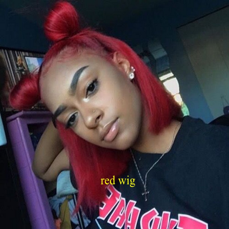 14 Inches Straight Simulation Human Hair synthetic Lace Front Wig 180 Density Bob Wig Blue Wig Heat Resistant Short Wigs for Black Women