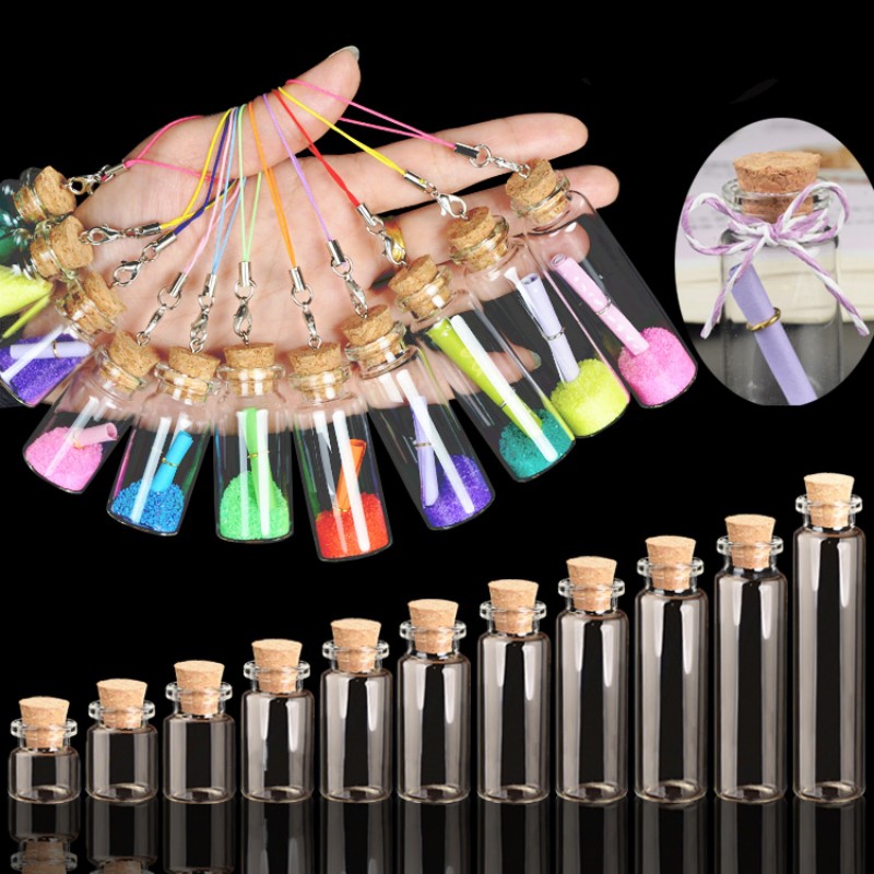 6ML 22X35X12.5MM Small Mini Clear Glass bottles Jars with Cork Stoppers/ Message Weddings Wish Jewelry Party Favors