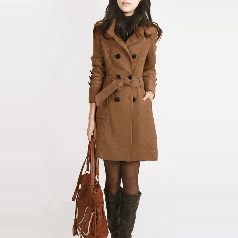 long sleeve winter wool coat women Europe style plus size casaco feminino ladies autumn new Slim long woolen coats Z5405