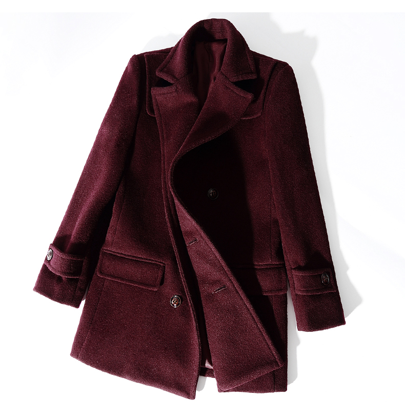 Notched Lapel Double Breasted Warm Kids Wear Windproof Child Coats Color Dark Red And Navy Thicken Winter Kids Formal Clothes For Sale