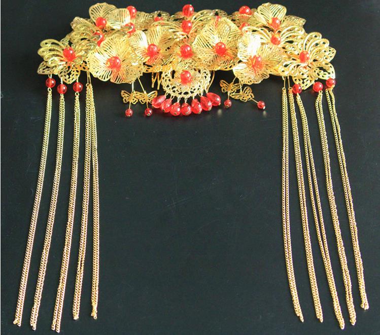 Red costumes, wedding brides, accessories, wholesale Chinese style Phoenix crown dress, grain and clothing accessories, photo tour special p - view 5