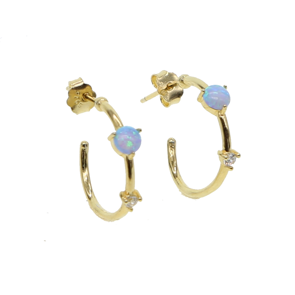 925 sterling silver opal hoop earring gold plated minimal thin circle hoops simple fashion girl women gift earring jewelrys