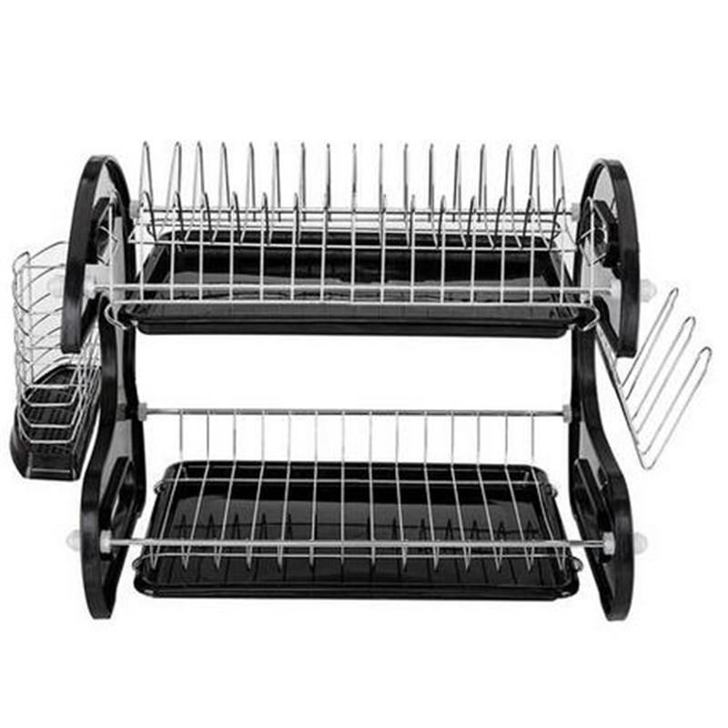 Free shipping Multifunctional Dual Layers Bowls & Dishes & Chopsticks & Spoons Collection Shelf Dish Drainer Black