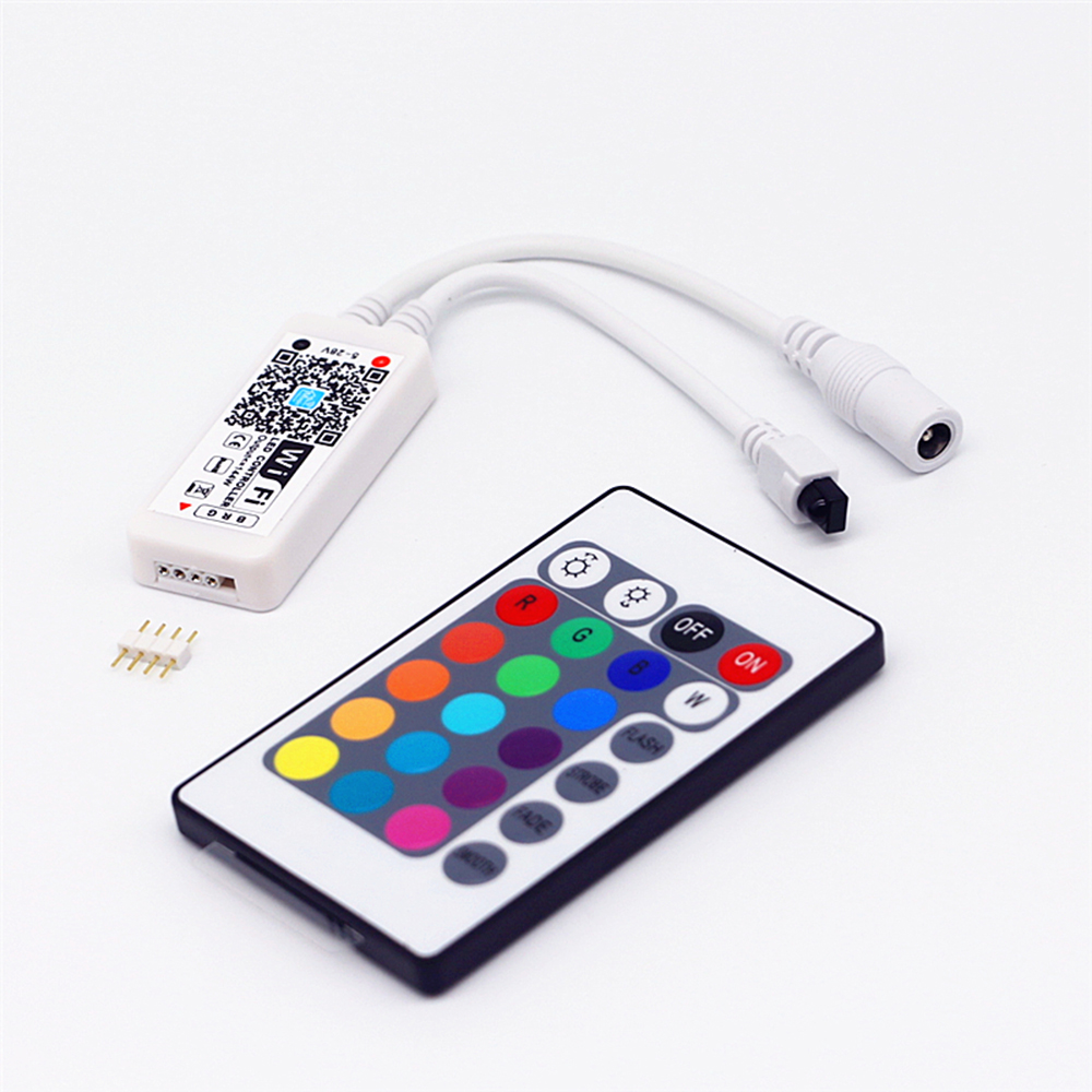 WiFi Mini RGB RGBW LED Controller DC12V With 24Key Remote Control For RGB LED Strip Smart Phone APP Control
