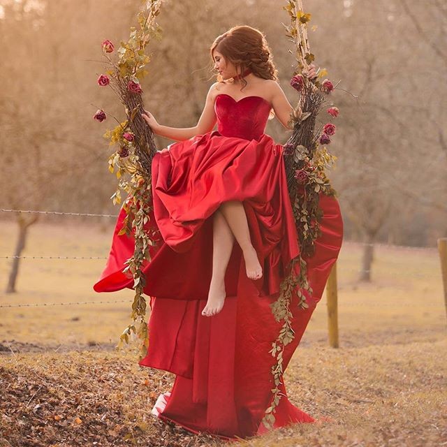 Arrival Long New Red A Line Prom Dresses Sweetheart Pleats Ruffles Court Train Formal Evening Dress Party Gowns Wear Cheap