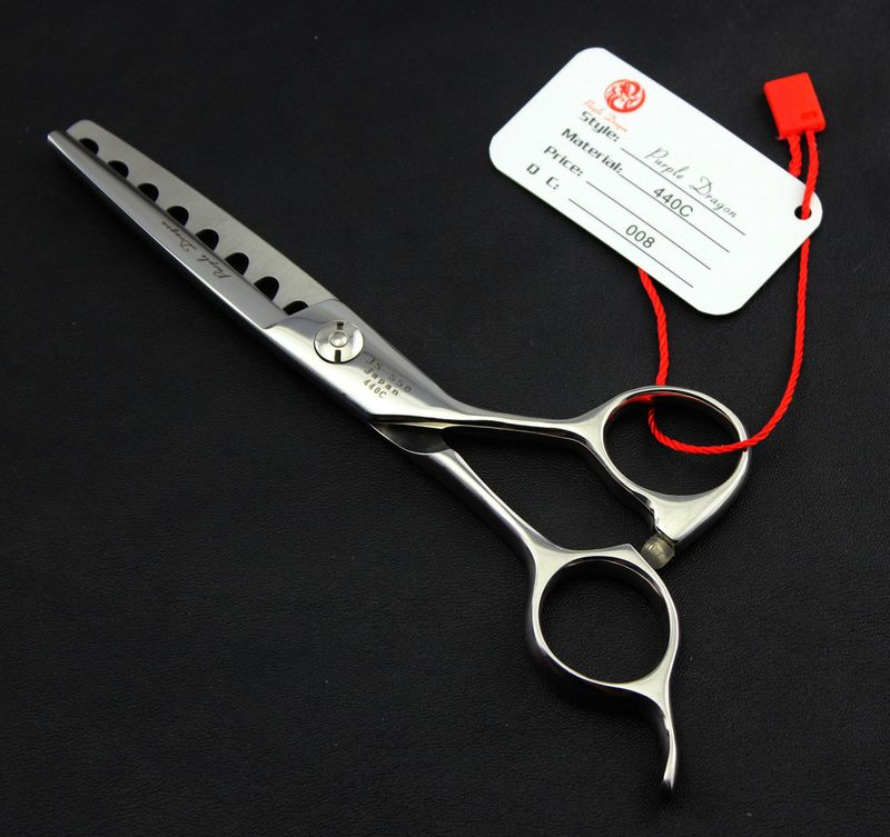 Dragon 5.75 inch 440C 62HRC high quality hair thinning scissors with leather case free shipping forfex.