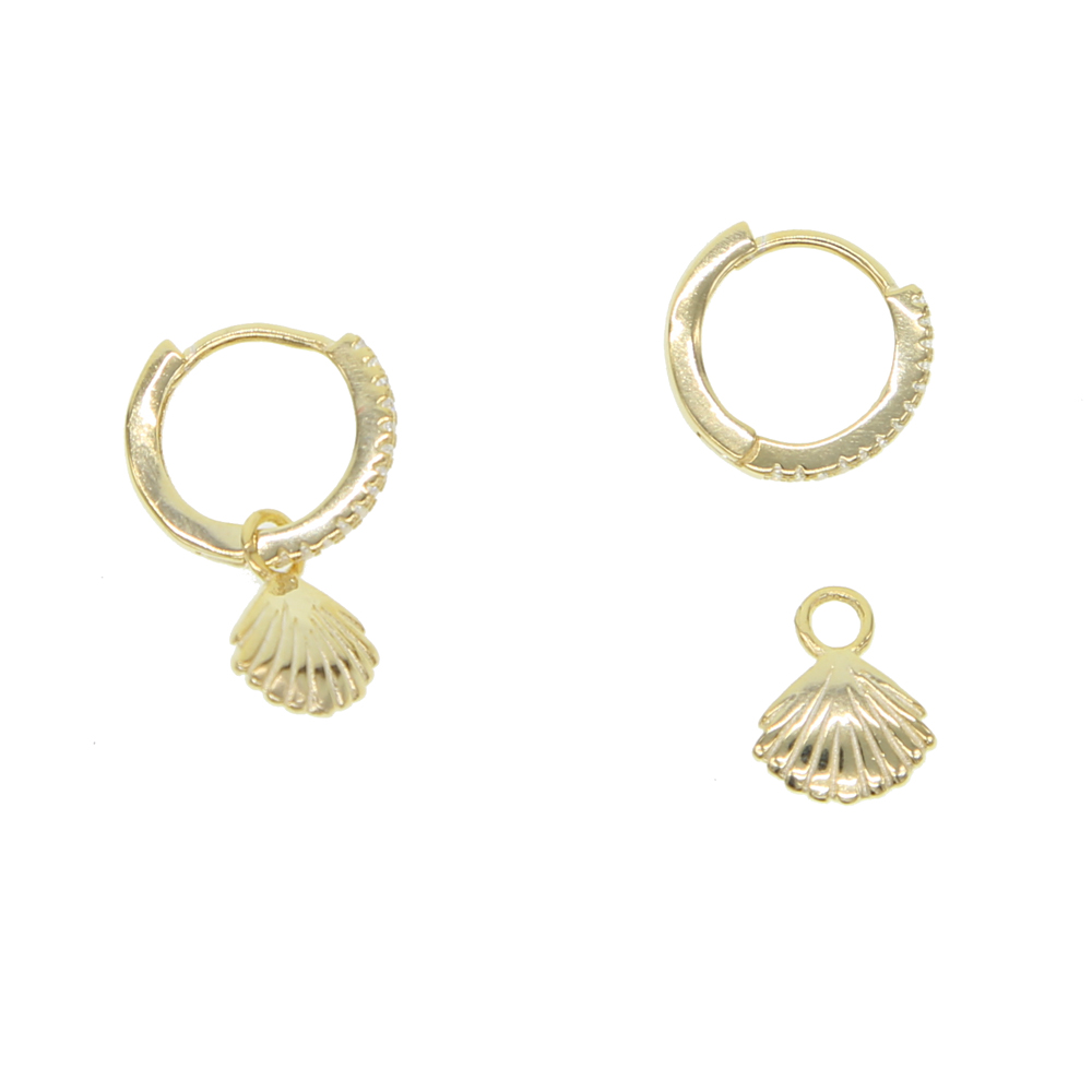 925 sterling silver vermeil dangle charm earring cute sea shell drop charm lovely girl women gift summer beach jewelry