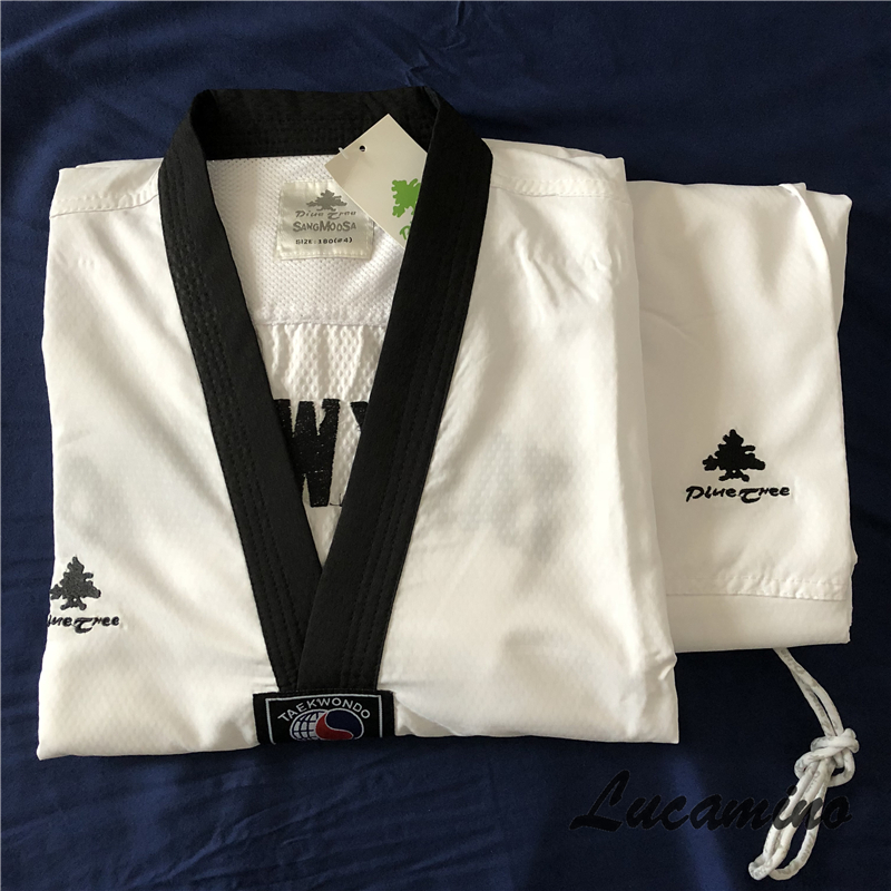 New arrivial Breathable Pine tree SANG MOO SA taekwondo doboks good quality light Taekwondo uniforms for summer use size 160cm-190cm от DHgate WW