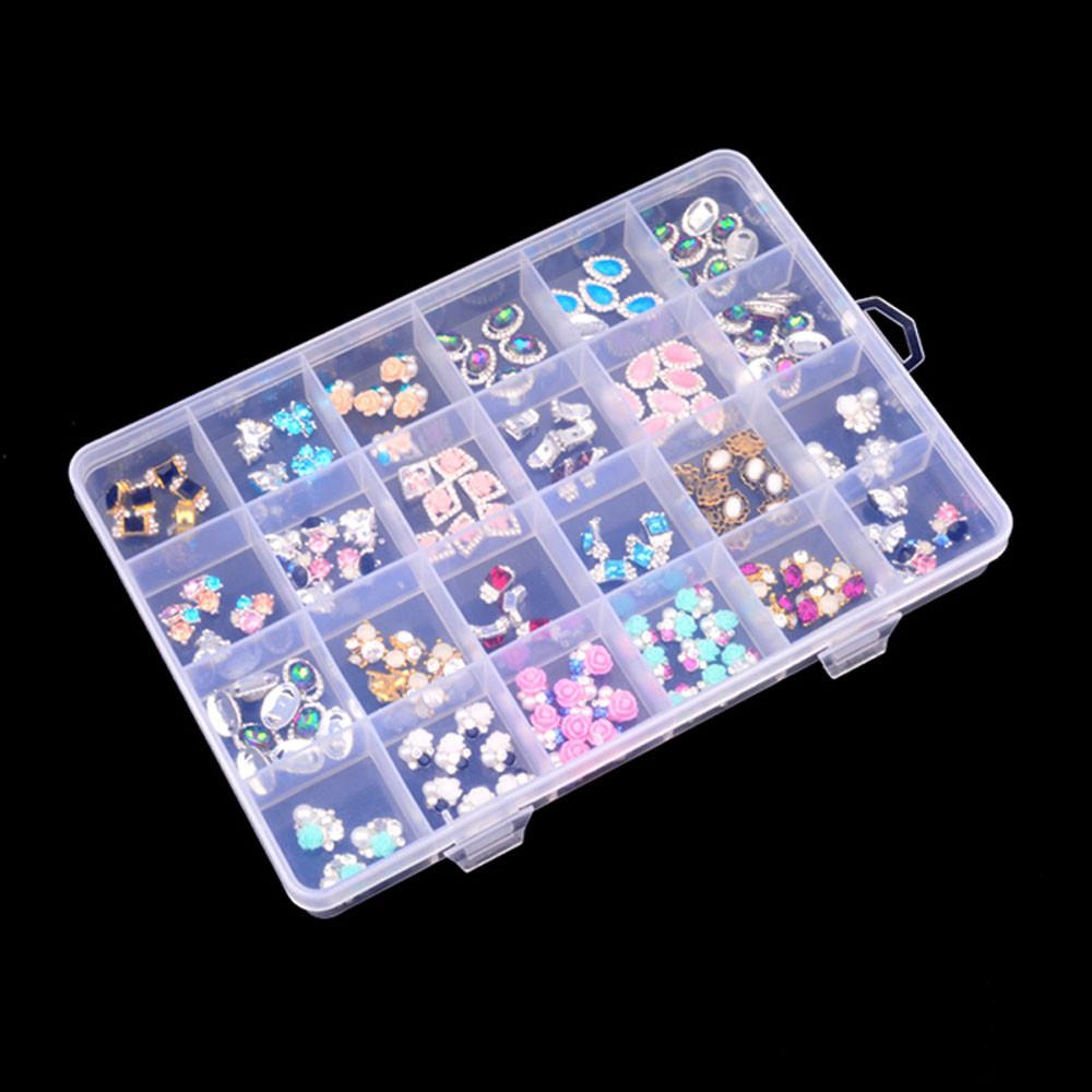 Newest Plastic 24 Slots Adjustable Jewelry Storage Box Case Craft Organizer Beads So Hot Sundries Storage Container