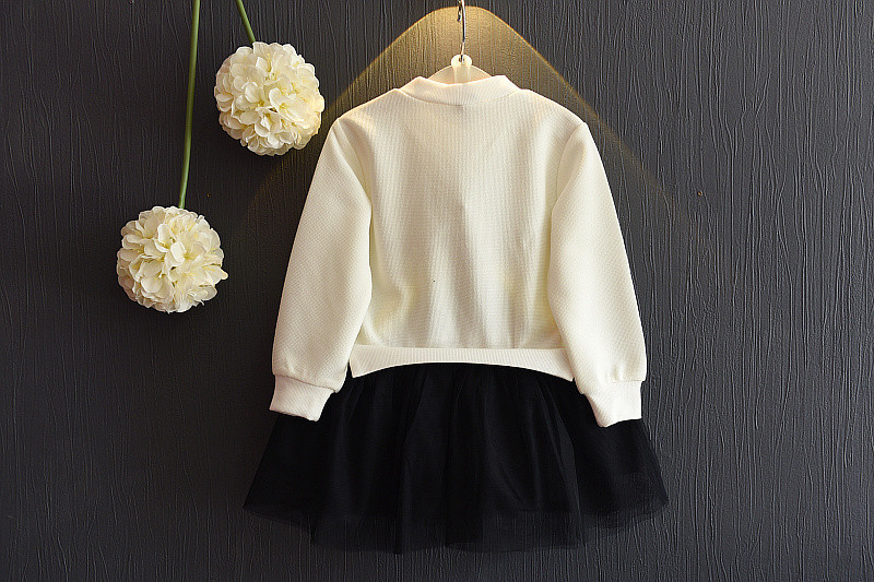 Children Clothing Baby Girls Dress Long sleeves Dress Baby Tutu Kids Stitching Dress Lace Cartoon Swan