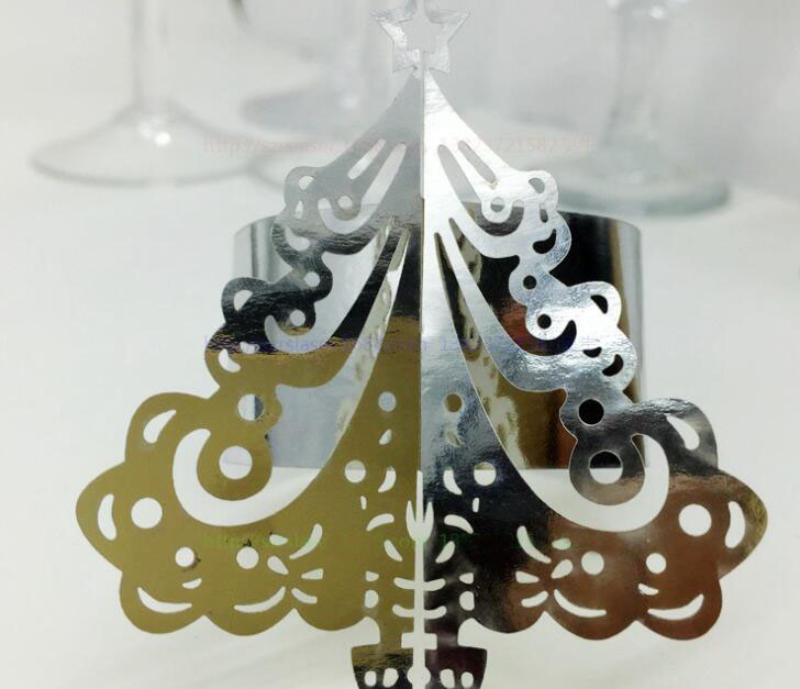Paper Napkin Rings Serviette Rings Napkin Holder West Dinner Towel Napkin Ring Snowflake Bell Christmas Tree Party Decoration