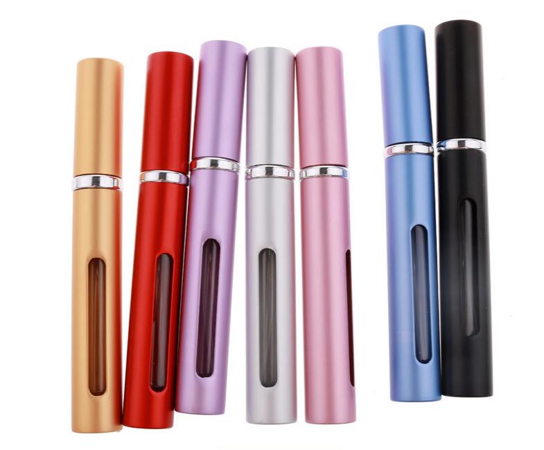Wholesale 5ml Portable Mini Spray Perfume Bottle Aluminum Electrified Glass Perfume Container Pressed Mini Travel Atomizer Refillable Bottle