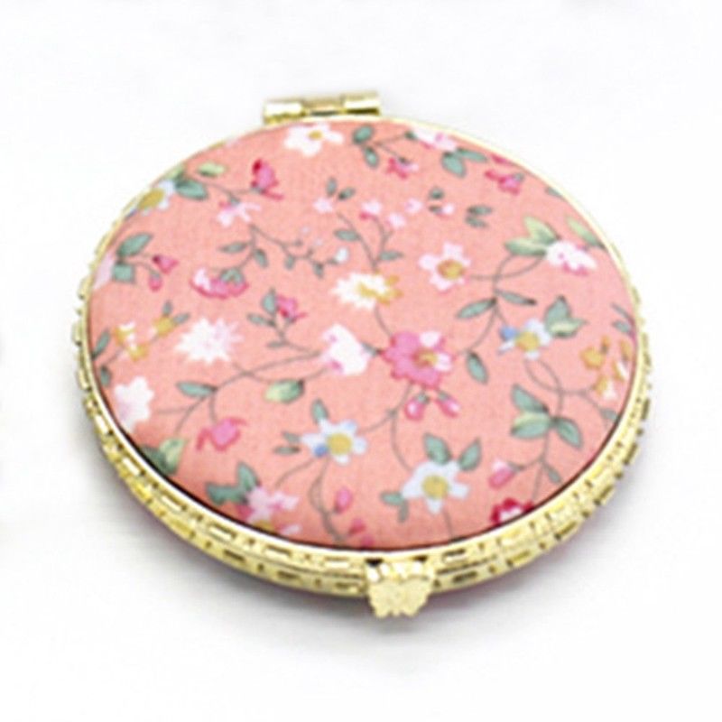 Makeup Compact Pocket Floral Mirrors Double-side Folding Mirror Hot Partysu Cloth Cover Printed Portable Round Mirrors F1614