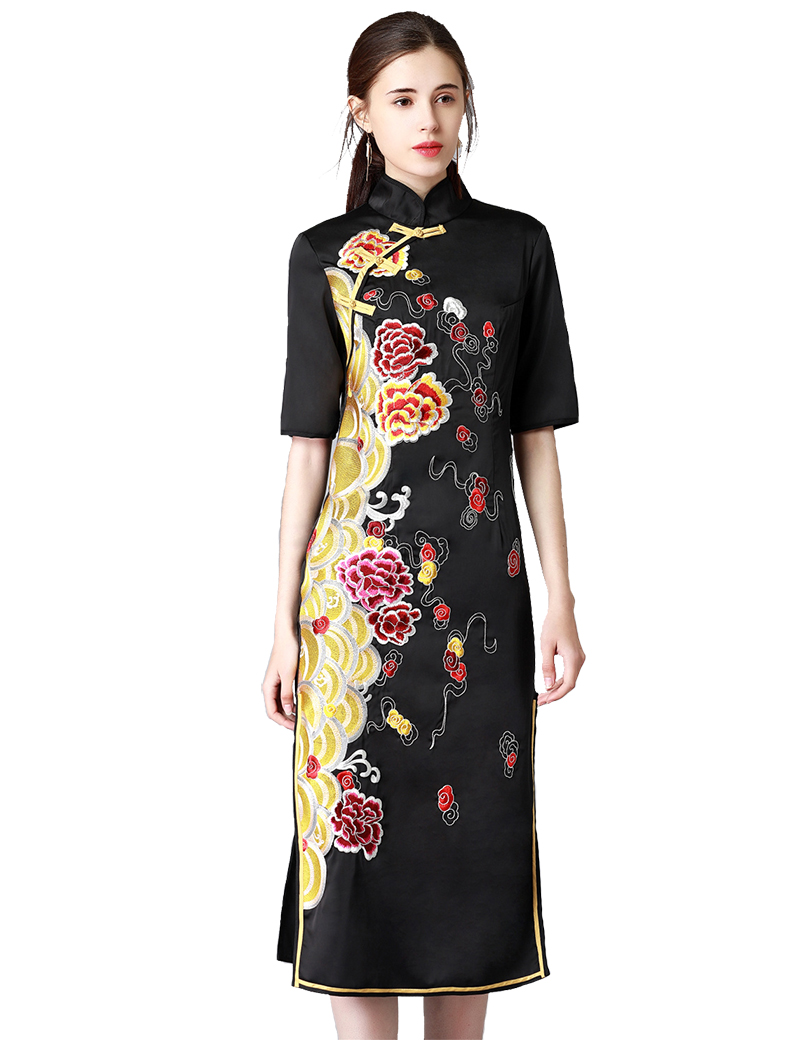 Vintage Embroidery Women Sheath Dress Half Sleeve Split Dresses 01K605B, As pictures
Vintage Embroidery Women Sheath Dress Half Sleeve Split Dresses 01K605B, As pictures