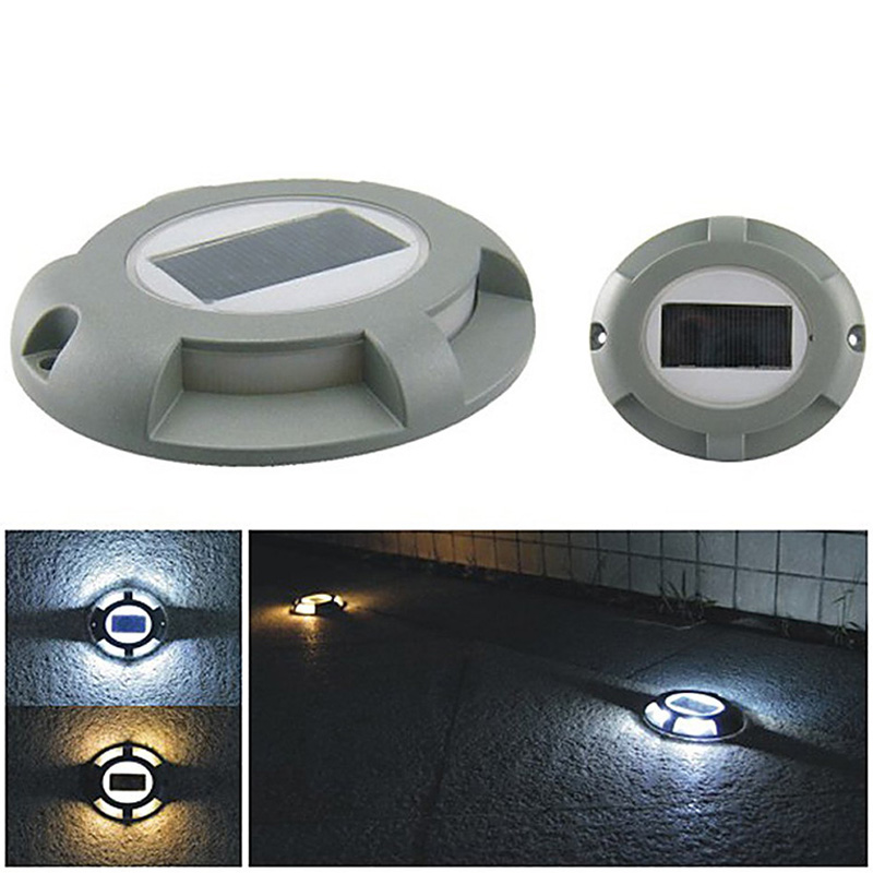 Solar Road Stud Aluminum 4-LED Waterproof Road Light Sensor LED Lights For Driveway Garden Square Pathway