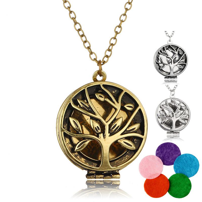 Tree Of Life Aromatherapy Pendant Necklaces Women Hollow Essential Oil Diffuser…