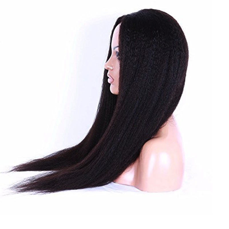 Middle part Heat Resistant yaki Straight synthetic Lace Front Wig for africa american 12-30inches Black Blonde Dark Brown Synthetic Hair