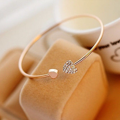 Women Girl Simple Style Gold Tone Rhinestone Love Heart Bangle Cuff Bracelet (Color: Gold)
Women Girl Simple Style Gold Tone Rhinestone Love Heart Bangle Cuff Bracelet (Color: Gold)