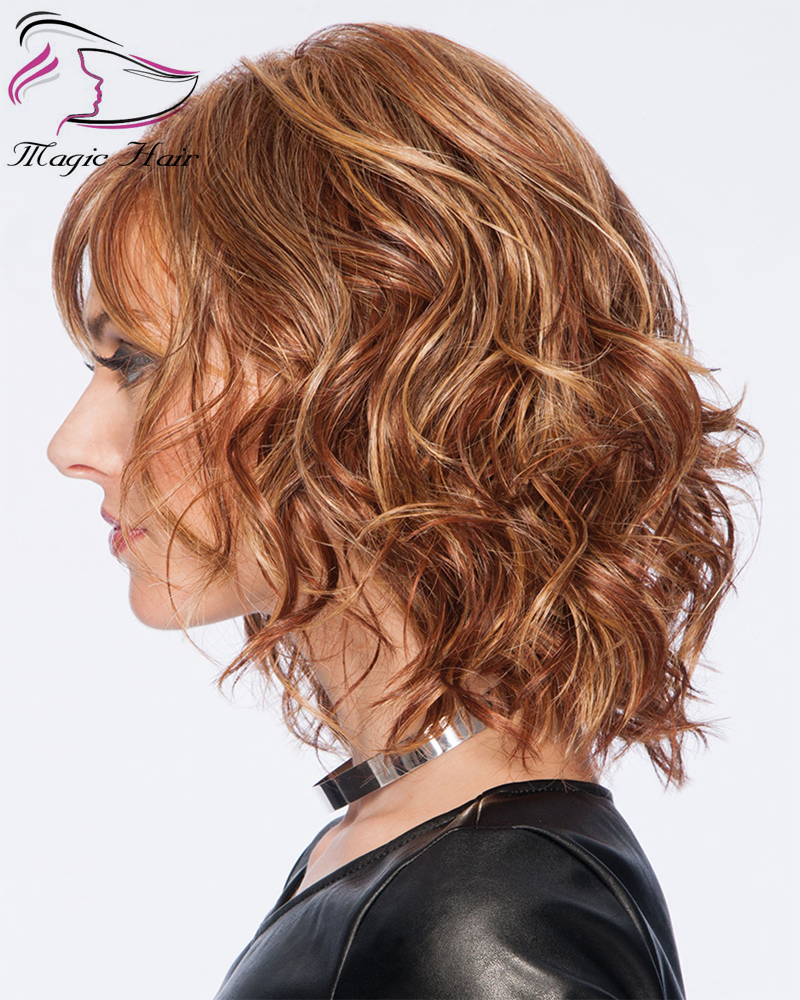 Evermagic wavy bob hair cut golden blonde full lace wig 130% density remy human hair high quality Brazilian bob wig for women