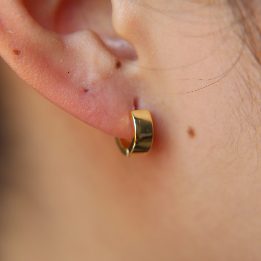 gold hoop earring 925 sterling silver fashion Chic jewelry fine mini plain band hoops minimal girl classic trendy jewelry