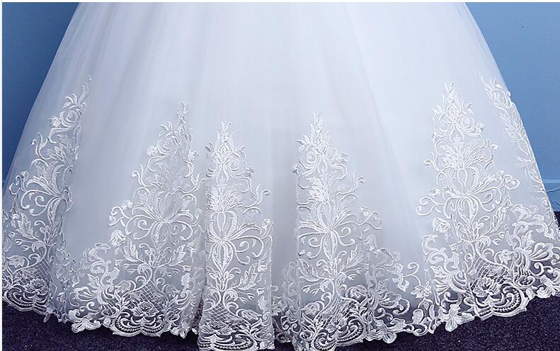 Korean Lace Half Sleeve Boat Neck Wedding Dresses 2018 New Fashion Elegant Princess Appliques Gown Customized Bridal Dress