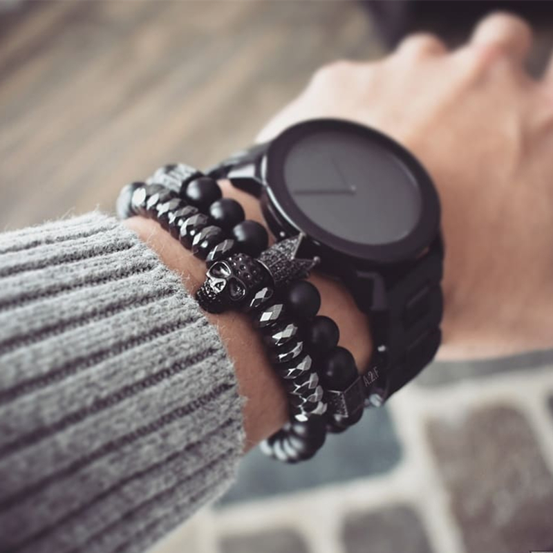 Men Bracelet Crown Bracelets Warrior Jewelry Skull Skeleton Titanium Steel Bangle Halloween Gift Valentine's Day Holiday Christmas