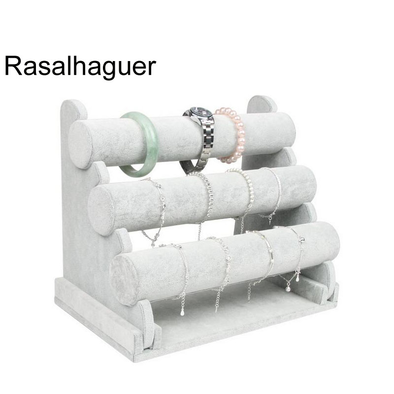 Selling Various Color Bracelet ThreeTier Tbar Jewelry Display Holder Jewellery Display Stand Rack Packgaing Bracelet Chain Wa