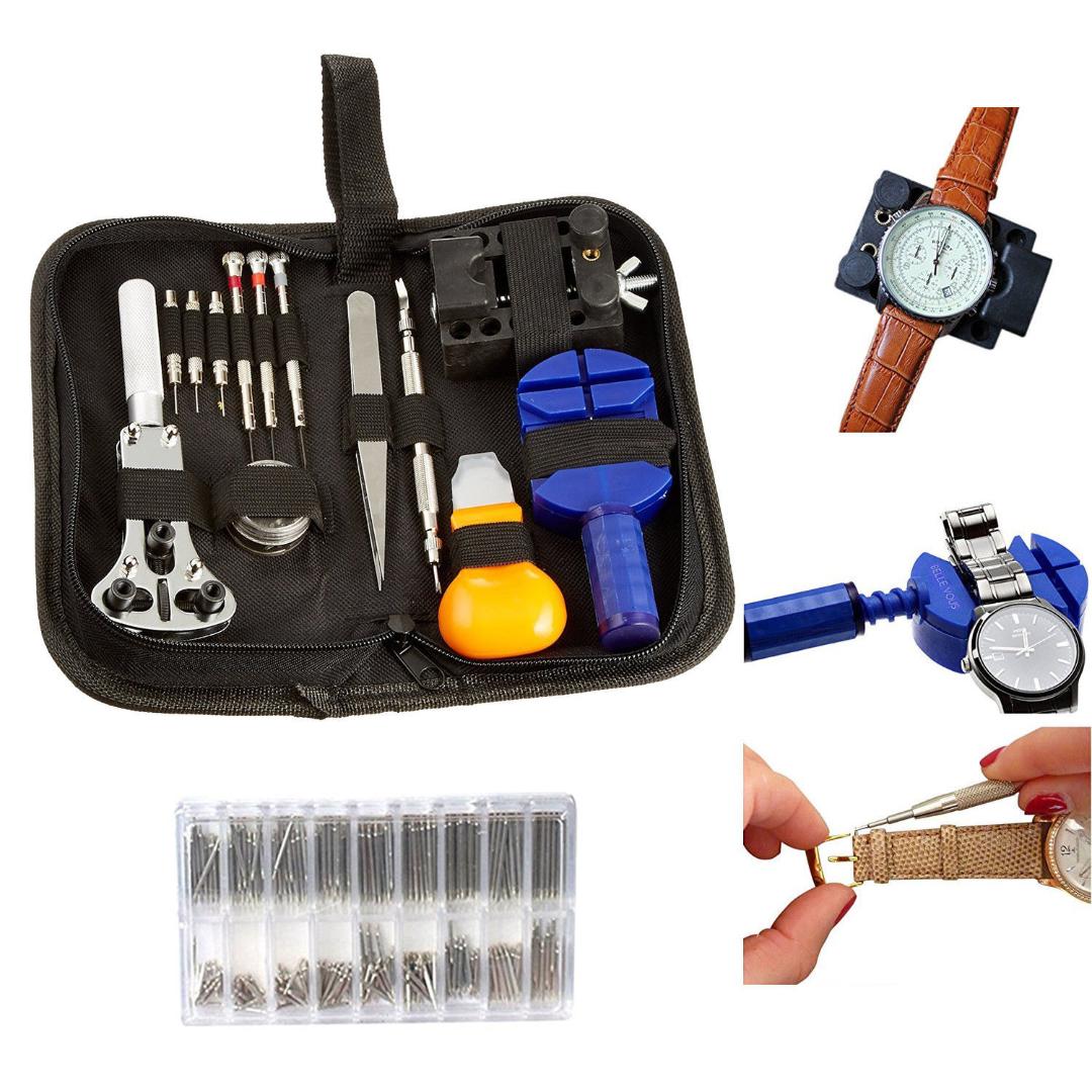 380Pcs Watch Repair Tool Kit Watchmaker Back Case Opener Remover Spring Pin Bars