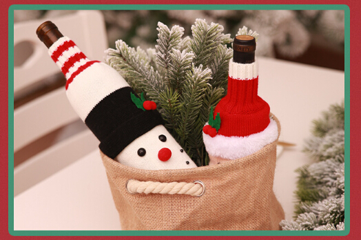Wine Bottle Covers Bags Cute Christmas Sweater Christmas Table Decoration Snowman Santa Claus Ornaments Home Party Decor