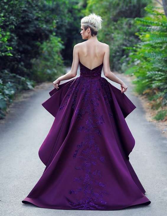 Sexy Purple Prom Dresses 2019 Sweetheart Backless High Low Formal Evening Gowns Graduation Cocktail Party DressVestido de Festa Custom