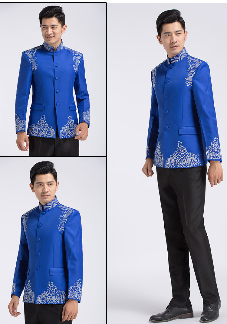 Chinese style embroidered tang suit male costume Vintage pattern outfit traditional Chinese tunic men's ethnic clothing