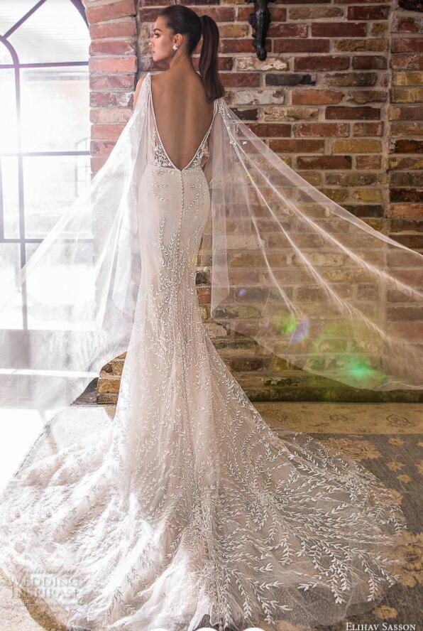 Elihav Sasson Mermaid Wedding Dresses Deep V Neck Sexy Backless Sweep Train Lace Appliques vestido de novia Plus Size Wedding Gowns