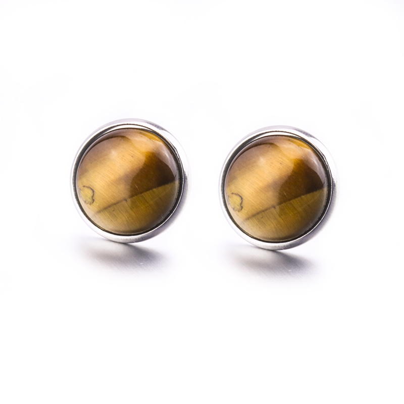 Natural stone 8mm 10mm 12mm White Green Turquoise opal pink crystal Stone Druzy stud Earrings Jewelry for Women