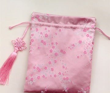 Chinese knot Tassel Extra Large Silk Brocade Bag Drawstring Craft Bags Gift Pouches Suede lining Jewelry Storage Bag 20x25cm