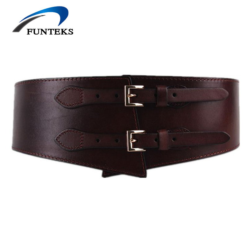 FUNTEKS New Women Belt 100% Genuine Leather Belts for Women Wide Elastic Belt Female Double Buckle Vintage Strap Ceinture Femme, Black
FUNTEKS New Women Belt 100% Genuine Leather Belts for Women Wide Elastic Belt Female Double Buckle Vintage Strap Ceinture Femme, Black