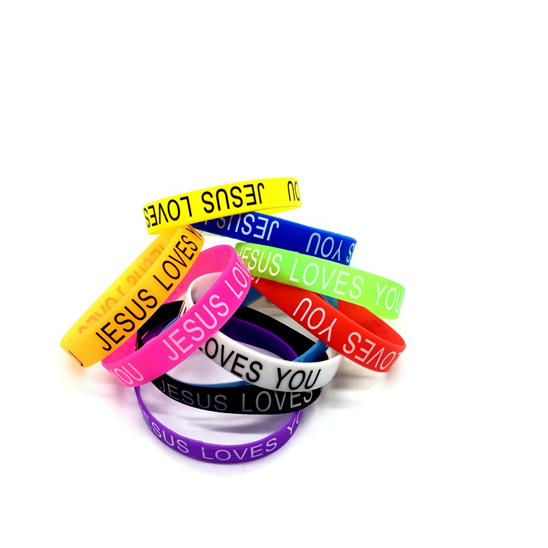 Elastic bangle charm jelly Silicone Bracelet 100pcs/lot Rubber wristbands for men women&#039;s jewelry Fashion Accessories Kind Jesus loves you Quality Gifts от DHgate WW