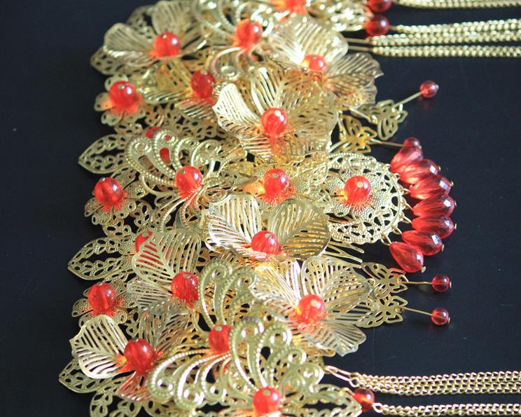 Red costumes, wedding brides, accessories, wholesale Chinese style Phoenix crown dress, grain and clothing accessories, photo tour special p - view 8