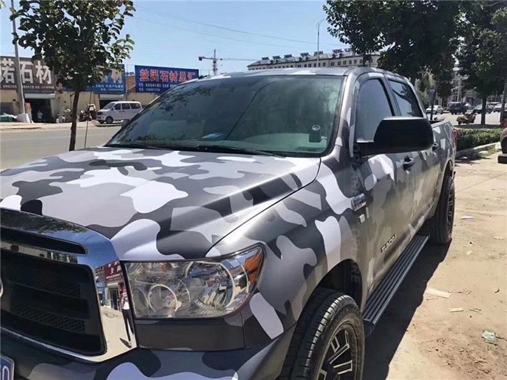 Arctic White black gray Camouflage Vinyl For Car Wrap styling Camo Covering Film with air release / Bubble Free Size 1,52x10m/20m/30m Roll