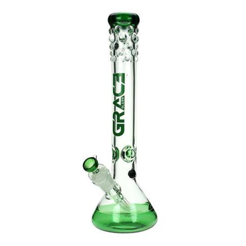 16" Glass beaker bong with logo Green or Blue color base water pipe ice catcher 14-18mm downstem tall for
16" Glass beaker bong with logo Green or Blue color base water pipe ice catcher 14-18mm downstem tall for