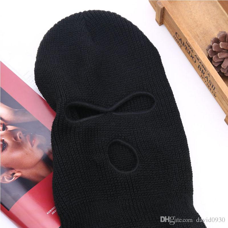 3Hole Knitted Full Face Cover Ski Mask Winter Balaclava Warm Knit Mask for Outdoor Sports