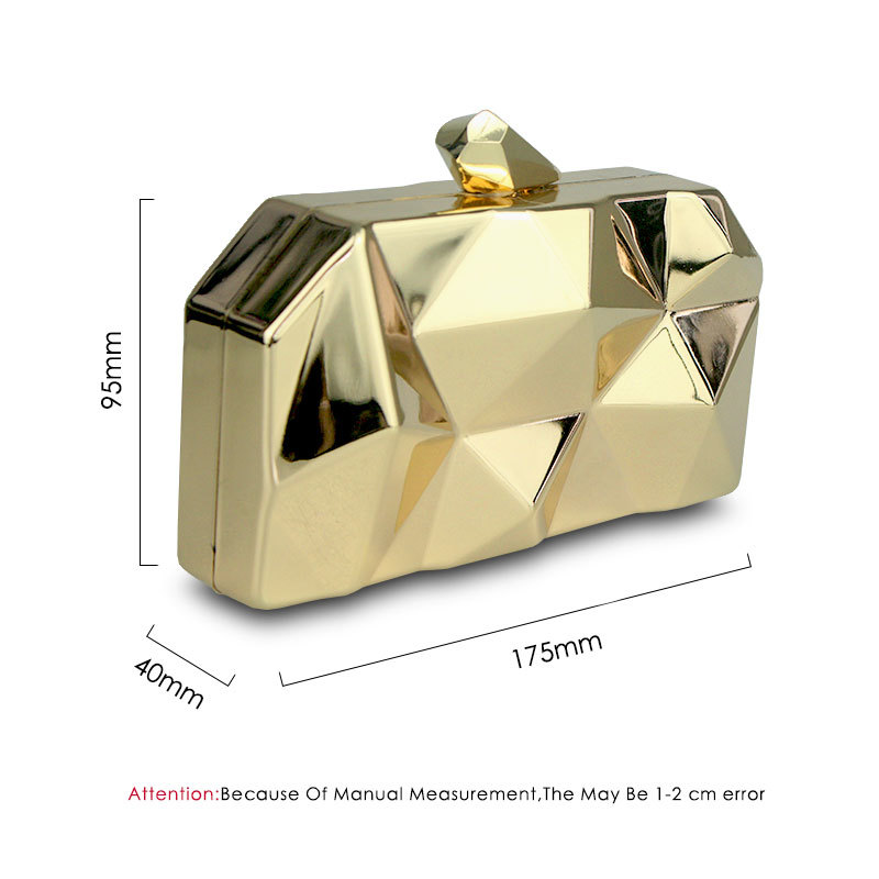 Chaliwini Women Metal Clutches Top Quality Hexagon Mini Clutch Bag Black Silver Evening Bag Gold Box Clutch Y18103004